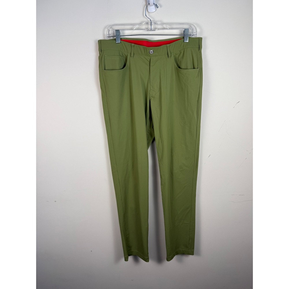 Redvanly Mens Golf Pants Olive Green Stretch Performance Trousers Size L 34x31.5